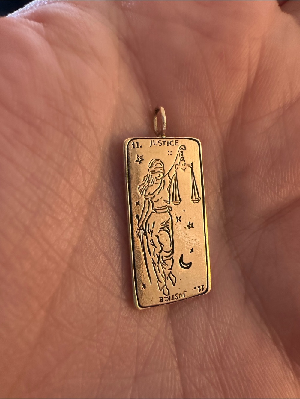 Sofia Zakia 14k yellow gold justice tarot card charm pendant